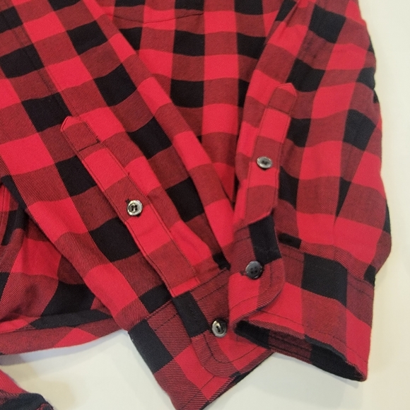 Madewell CUSTOM Front Tie Red Black Buffalo Plaid Flannel Shirt Charlie Daniel's - Picture 16 of 16